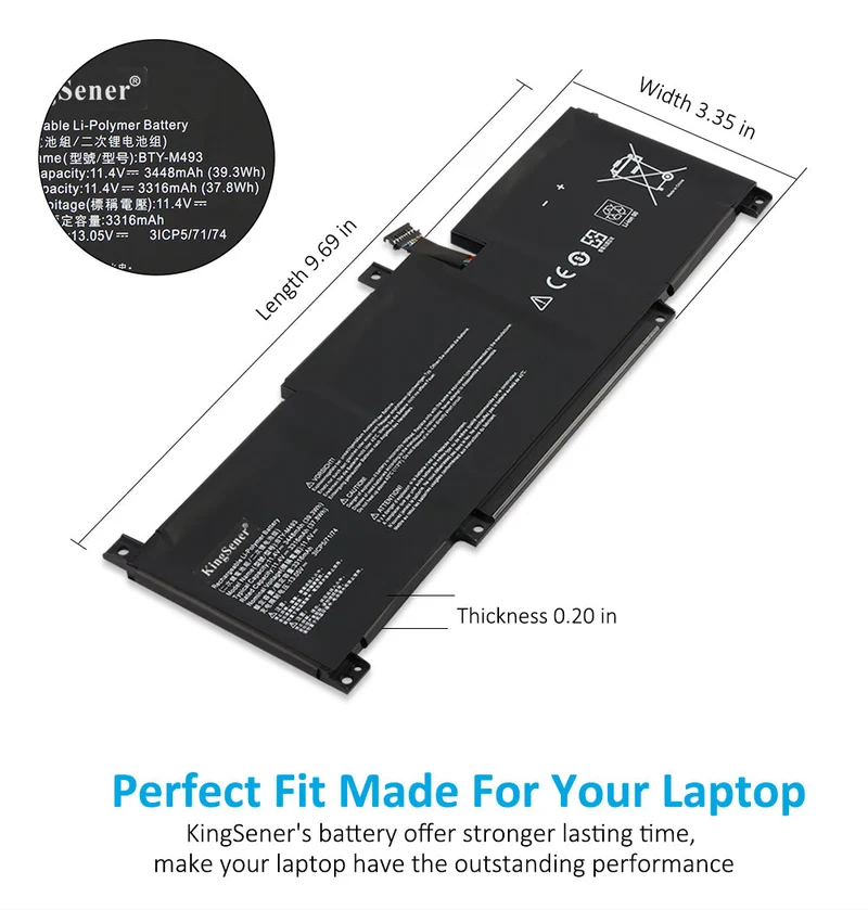 BTY-M493 Laptop Battery for MSI Prestige 14 i7-10710U MS-14C1 MS-14D1 A10RAS A10M A10SC A10SC-009 B10MW B10MW-017US Summit E14 A11SCS Series | KingSener