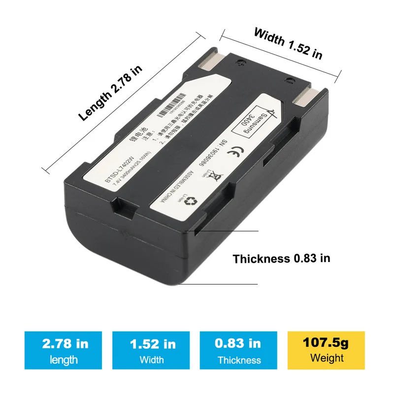 BTSD-L7402W Battery For South S82 S82T K9 R90 R93 GPS GNSS BTNF-L7408W Total Station Battery