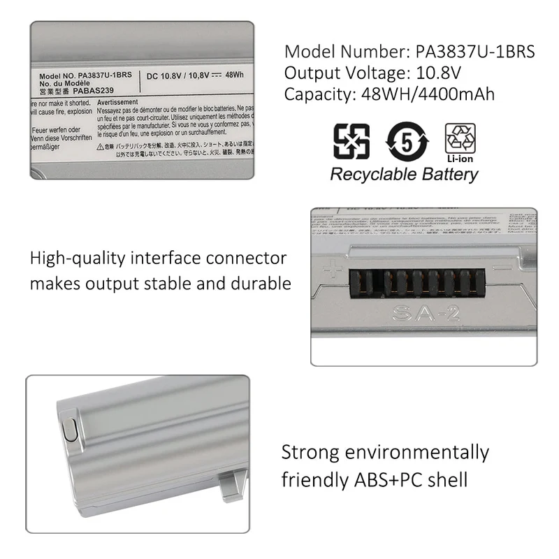PA3837U-1BRS Laptop Battery For Toshiba Dynabook NB300 NB301 NB302 NB303 NB304 NB305 Series 10.8V 48WH
