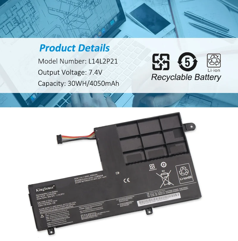 L14M2P21 Battery for Lenovo Yoga 300 — 7.4V 30Wh