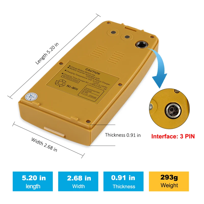 BT-52QA Battery For Total Station 3 pin BT-52Q BT52QA battery surveying tools