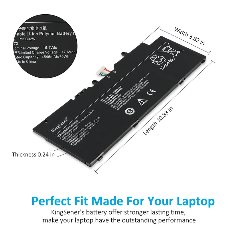 R15B02W Laptop Battery For Xiaomi RedmiBook Pro 15 R5 R7 XMA2007-BJ XMA2007-BB XMA2007-AJ XMA2007-AB 15.4V 4545mAh/70WH | KingSener