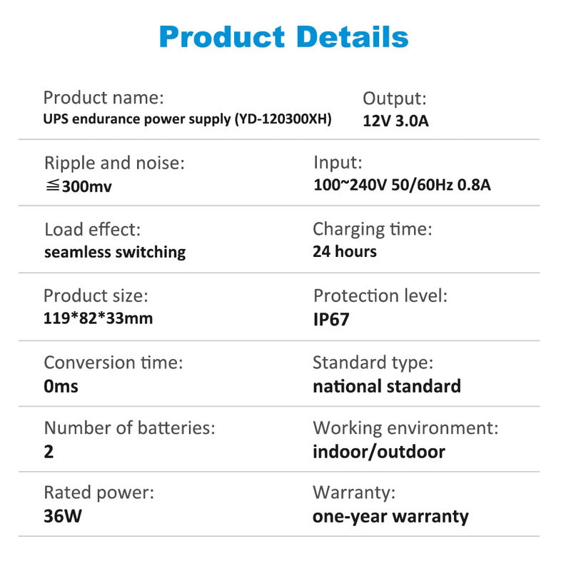 12V3A USP power-off endurance power supply monitoring access control power-off endurance power supply