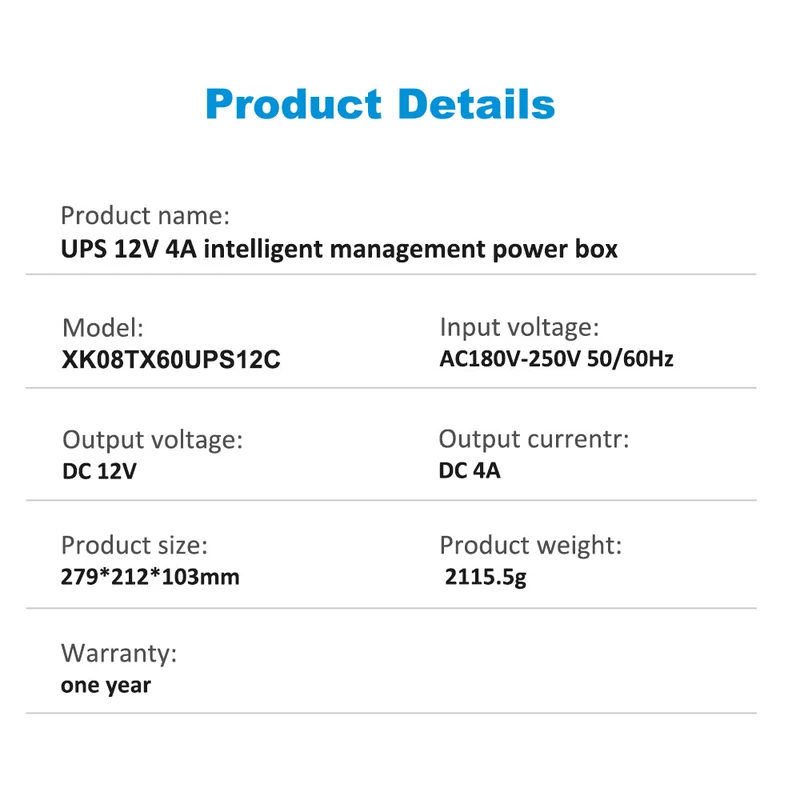 12V 4A camera DC uninterruptible adapter power supply built-in battery centralized power supply box