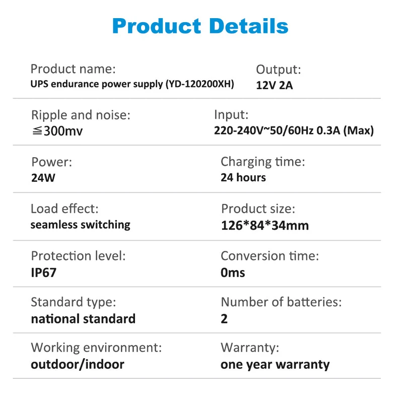 12V 2A 24W monitoring power supply power outage power supply