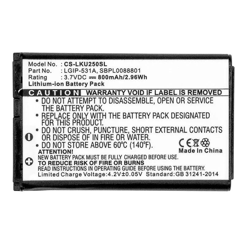 LGIP-531A Battery for LG Feature Flip Phones 950mAh 3.7V