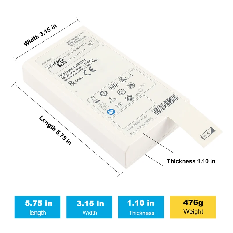 Medical Replacement Battery For Philips Defibrillator DFM100 Defibrillator DFM-100 Efficia DFM100 5200mAh
