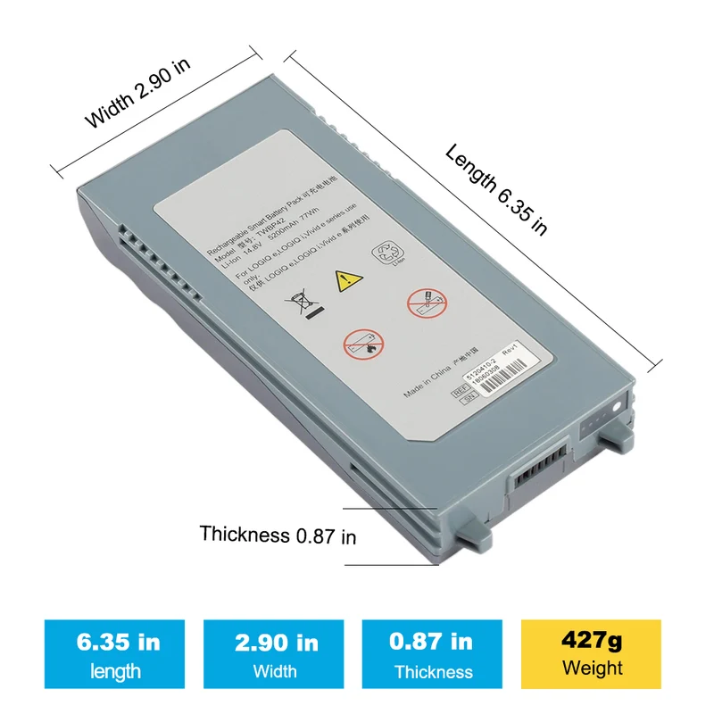 TWBP42 Battery For GE Logic-E Logiq I Vivid E 5120410-2 5422172 M2836 M2836NO