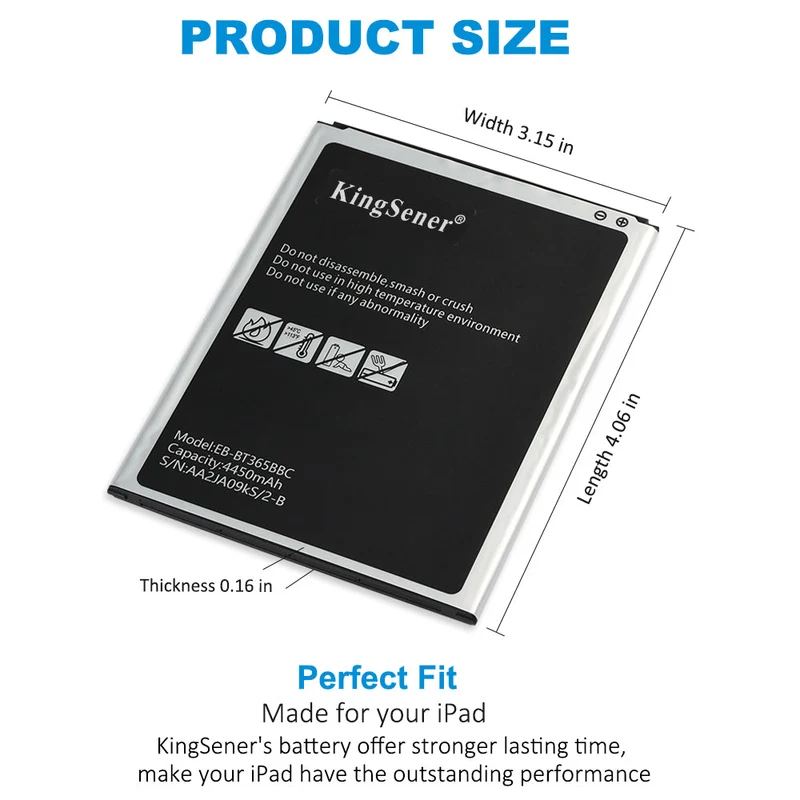 EB-BT365BBC Replacement Tablet Battery For Samsung Galaxy Tab Active SM-T360 SM-T365 SM-T390 SM-T395 EB-BT365BBE 4450mAh