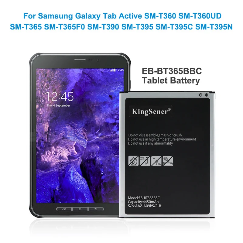 EB-BT365BBC Replacement Tablet Battery For Samsung Galaxy Tab Active SM-T360 SM-T365 SM-T390 SM-T395 EB-BT365BBE 4450mAh