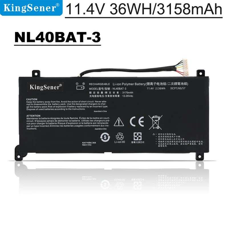 NL40BAT-3 Laptop Battery For CLEVO NL40CU NL41GU NL41LU NL51LU Mechrevo Creator Young 15 I3 6-87-NL40S-33G21 6-87-NL4CS-32B01 11.4V 36WH | KingSener