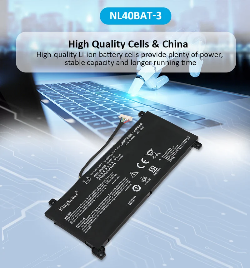 NL40BAT-3 Laptop Battery For CLEVO NL40CU NL41GU NL41LU NL51LU Mechrevo Creator Young 15 I3 6-87-NL40S-33G21 6-87-NL4CS-32B01 11.4V 36WH | KingSener
