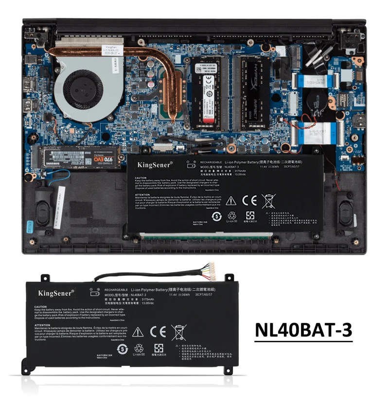NL40BAT-3 Laptop Battery For CLEVO NL40CU NL41GU NL41LU NL51LU Mechrevo Creator Young 15 I3 6-87-NL40S-33G21 6-87-NL4CS-32B01 11.4V 36WH | KingSener