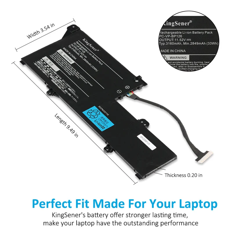 PC-VP-BP126 Laptop Battery For NEC LaVie GN10R7 GN10R8 GN10R7/9A GN10R8/9A PC-GN10R79AA PC-GN10R89GA 3ICP4/43/110 11.52V 33WH | KingSener