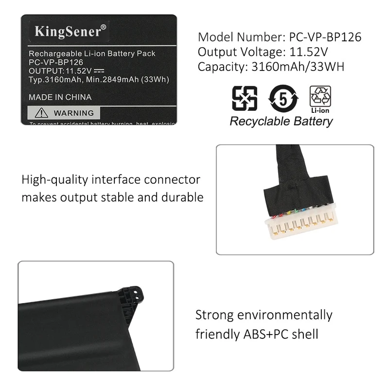 PC-VP-BP126 Laptop Battery For NEC LaVie GN10R7 GN10R8 GN10R7/9A GN10R8/9A PC-GN10R79AA PC-GN10R89GA 3ICP4/43/110 11.52V 33WH | KingSener