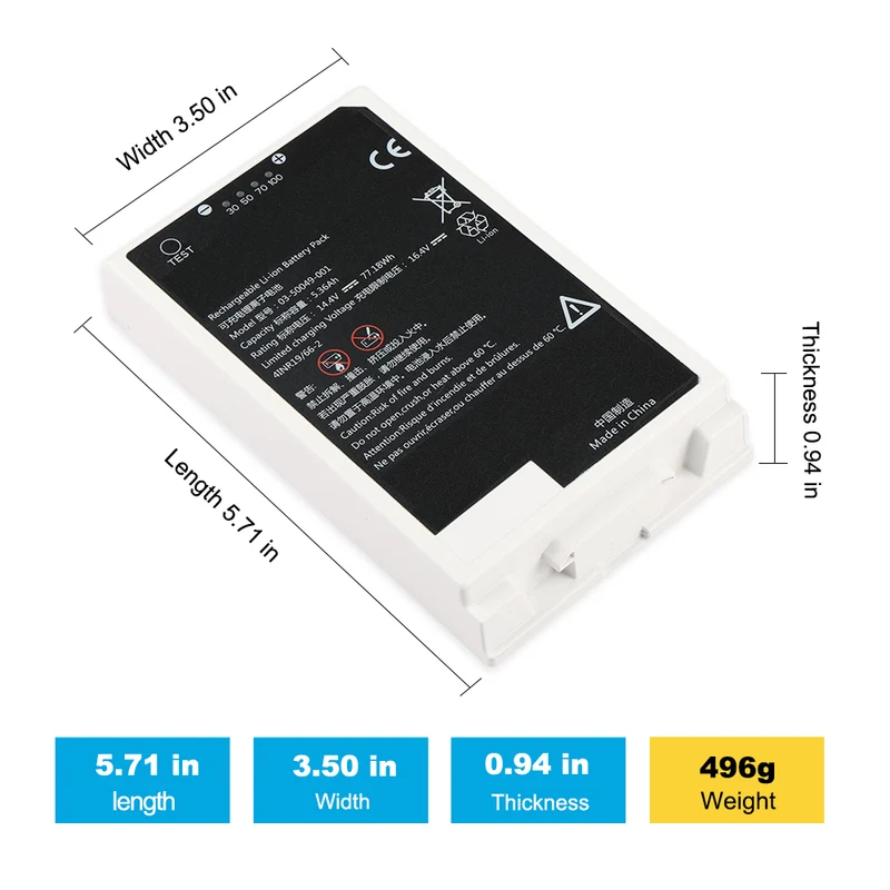 03-50049-001 Battery For GE REF 5803177 4INR19/66-2 medical battery 14.4V 77.18Wh 5360mAh