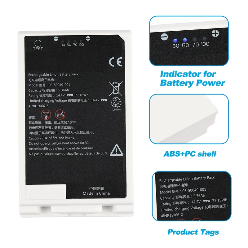 03-50049-001 Battery For GE REF 5803177 4INR19/66-2 medical battery 14.4V 77.18Wh 5360mAh