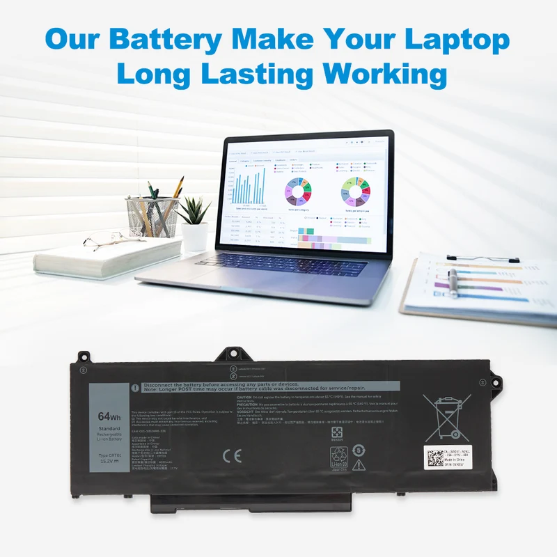 GRT01 Laptop Battery For Dell Latitude 5421 5431 5521 5531 Precision 3561 3571 3470 Alienware m17 R5 AMD Series 00P3TJ 0P3TJ 0R05P0 R05P0 05RGW 15.2V | KingSener