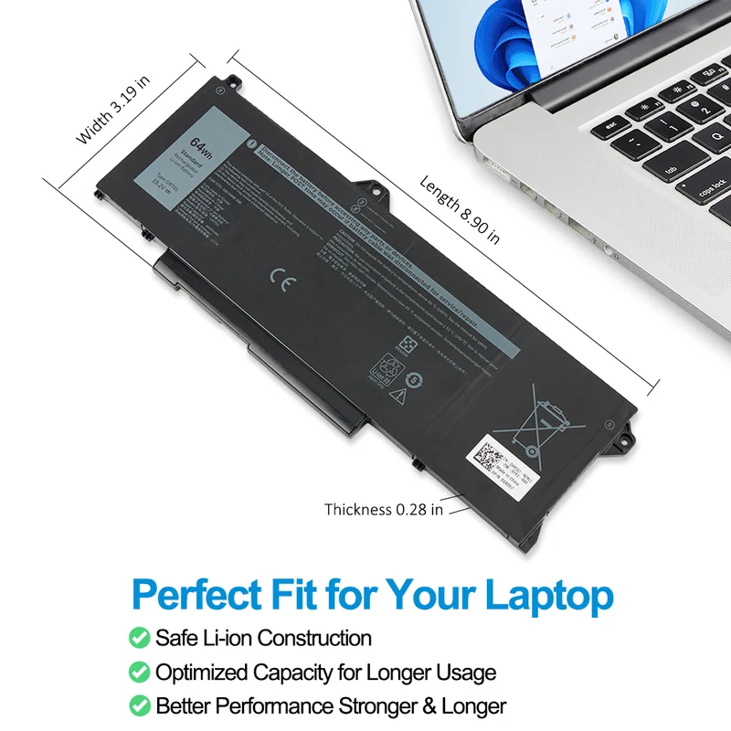 GRT01 Laptop Battery For Dell Latitude 5421 5431 5521 5531 Precision 3561 3571 3470 Alienware m17 R5 AMD Series 00P3TJ 0P3TJ 0R05P0 R05P0 05RGW 15.2V | KingSener