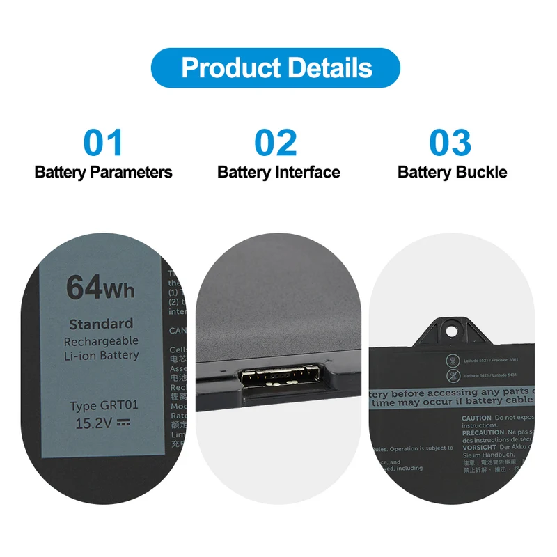 GRT01 Laptop Battery For Dell Latitude 5421 5431 5521 5531 Precision 3561 3571 3470 Alienware m17 R5 AMD Series 00P3TJ 0P3TJ 0R05P0 R05P0 05RGW 15.2V | KingSener