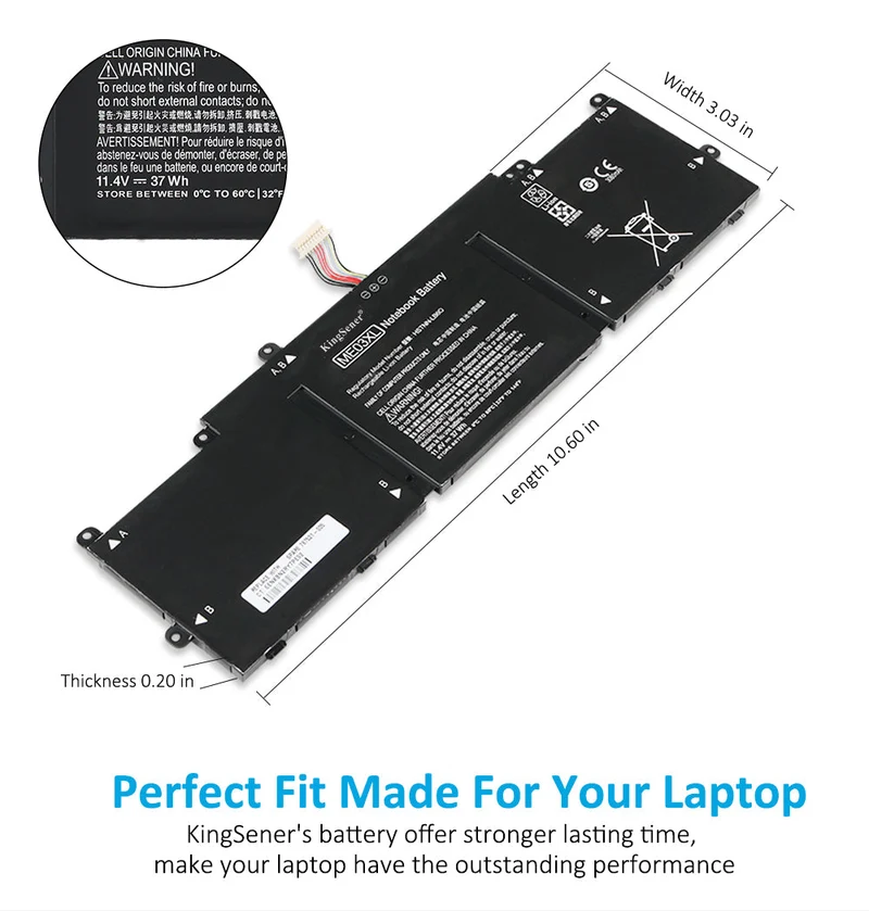 HP Stream 11 13 Laptop Battery ME03XL 11.4V 37Wh Replacement