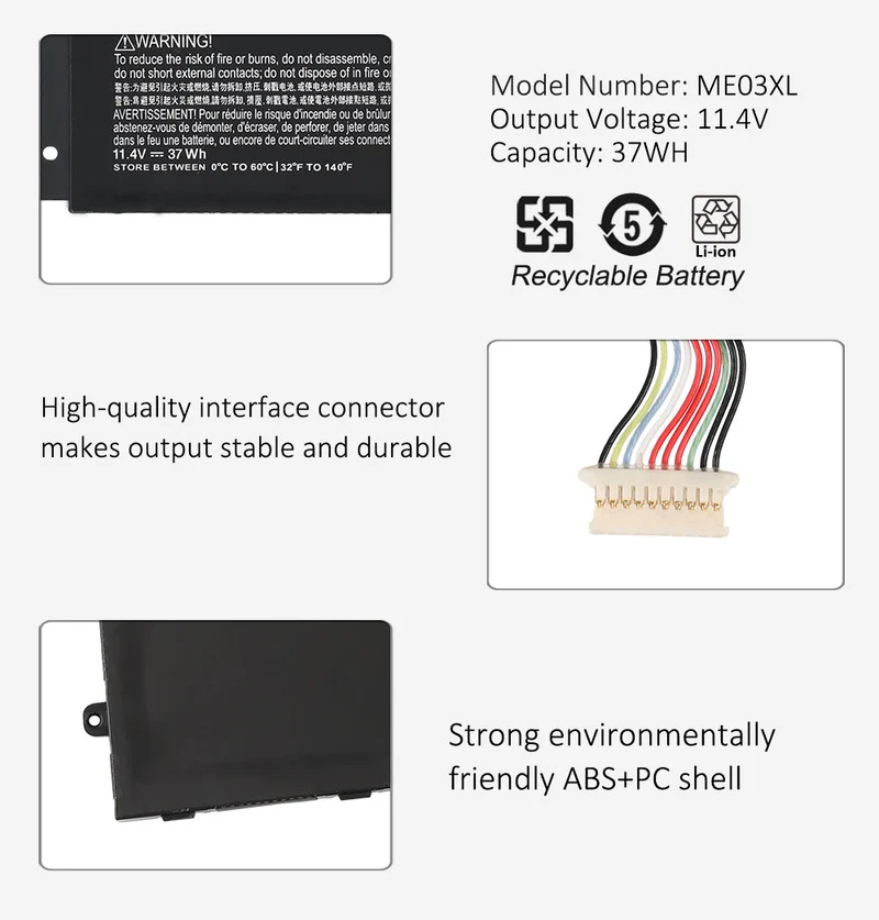 HP Stream 11 13 Laptop Battery ME03XL 11.4V 37Wh Replacement