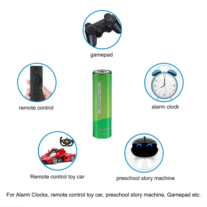 Ni-MH 1.2V 2800mAh Rechargeable AA Batteries for Alarm Clocks, remote control toy car, preschool story machine, Gamepad
