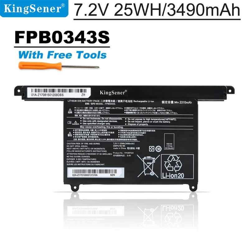 FPB0343S Laptop Battery For Fujitsu LIFEBOOK U939/A U938/S Series FPCBP544 7.2V 25WH | KingSener