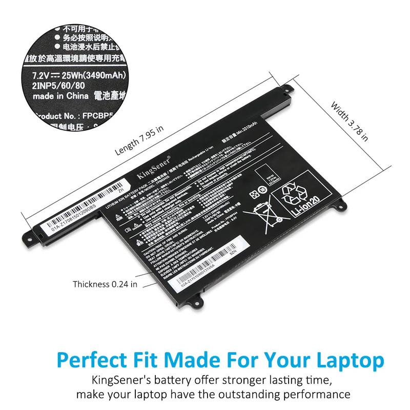 FPB0343S Laptop Battery For Fujitsu LIFEBOOK U939/A U938/S Series FPCBP544 7.2V 25WH | KingSener
