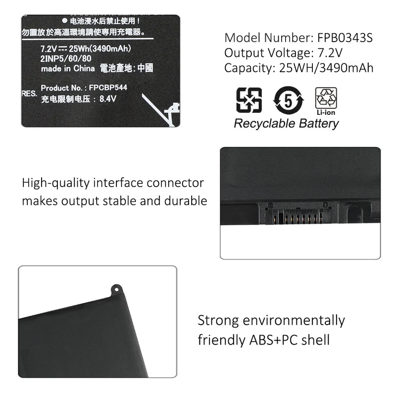 FPB0343S Laptop Battery For Fujitsu LIFEBOOK U939/A U938/S Series FPCBP544 7.2V 25WH | KingSener