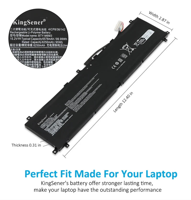 MSI Raider GE78HX 13VI 13VH 13VG Battery BTY-M6M3 15.2V 99.99Wh