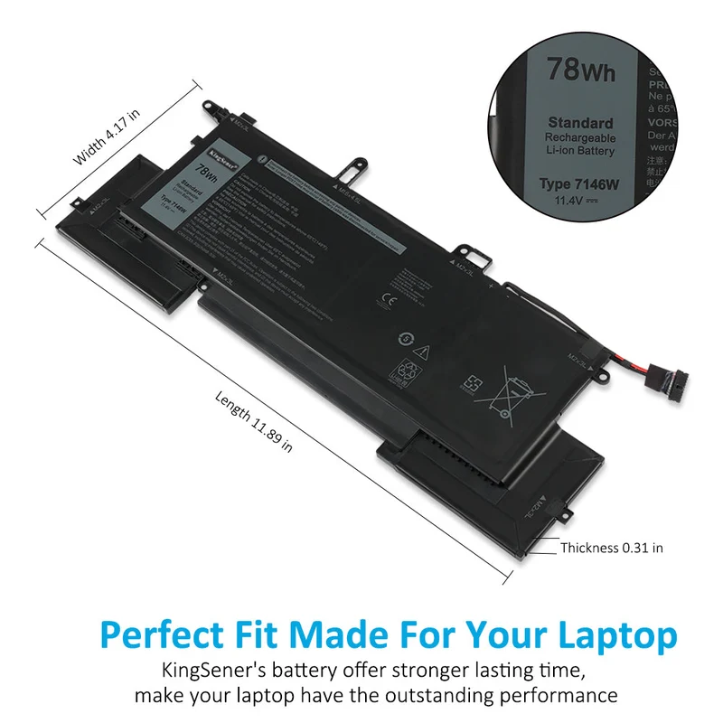 7146W Laptop Battery For Dell Latitude 9410 02K0CK 0C76H7 P110G | KingSener