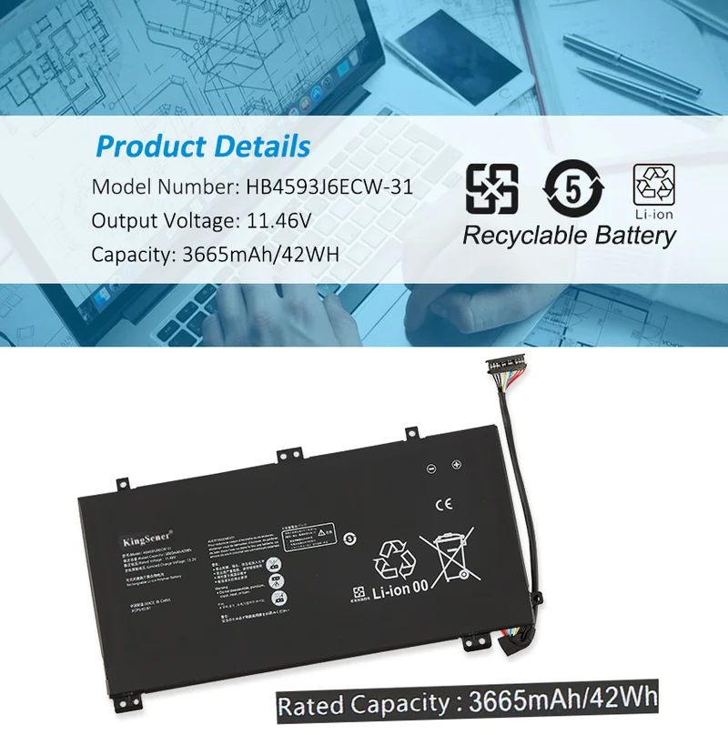 HB4593J6ECW-31 Laptop battery For For Huawei Matebook 13 WRTB-WFH9L WRTB-WFH9F WRTB-WFE9L | KingSener