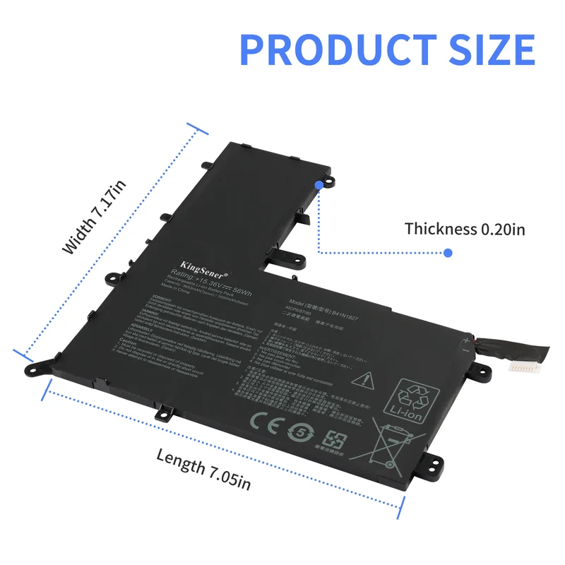 B41N1827 Laptop Battery For Asus ZenBook Flip 15 UM562 UX562 UX562F UX562FA UX562UG UX562IA UX562IQ UM562IA UM562IQ | KingSener