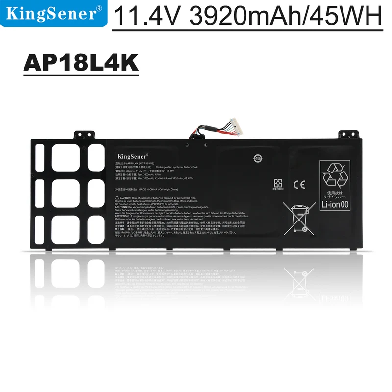 AP18L4K Laptop Battery For Acer TravelMate P6 P614 P614-51-G2 Series 4ICP5/65/88 11.4V 3920mAh/45WH | KingSener