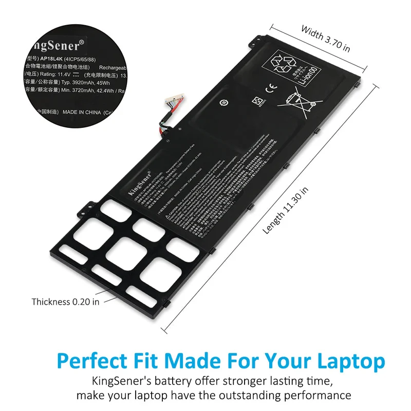 AP18L4K Laptop Battery For Acer TravelMate P6 P614 P614-51-G2 Series 4ICP5/65/88 11.4V 3920mAh/45WH | KingSener