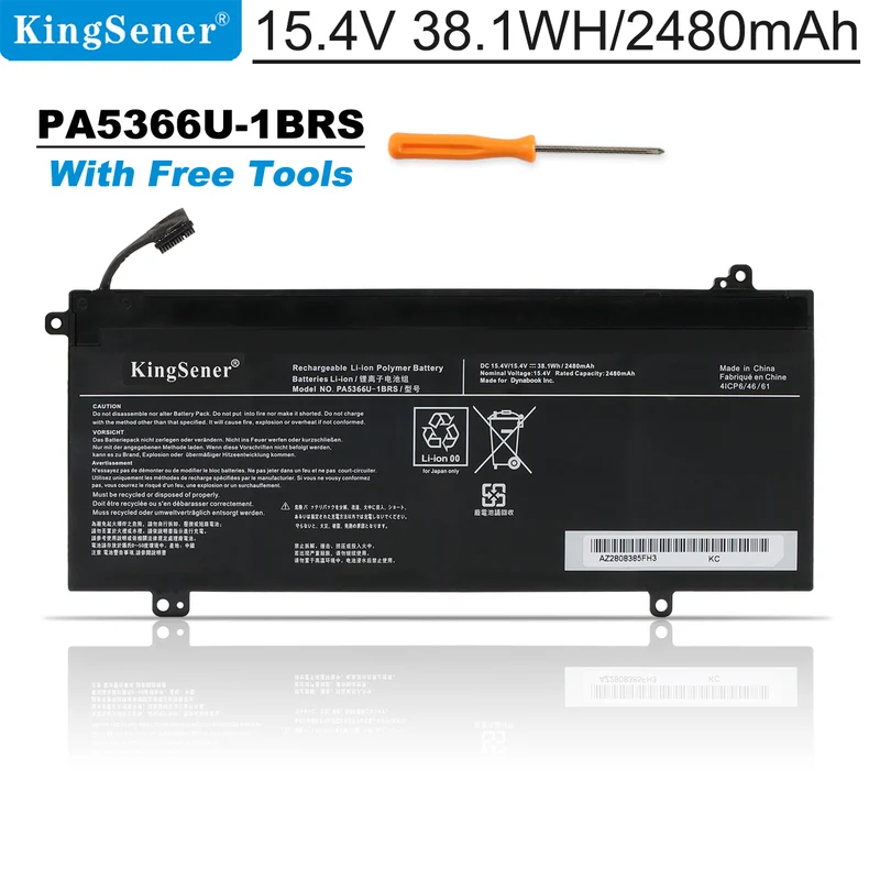 PA5366U-1BRS Laptop Battery For Toshiba Dynabook Satellite Pro L50-G 11P 13Q 138 15Q 17P Series 4ICP6/47/61 15.4V 38.1WH/2480mAh | KingSener