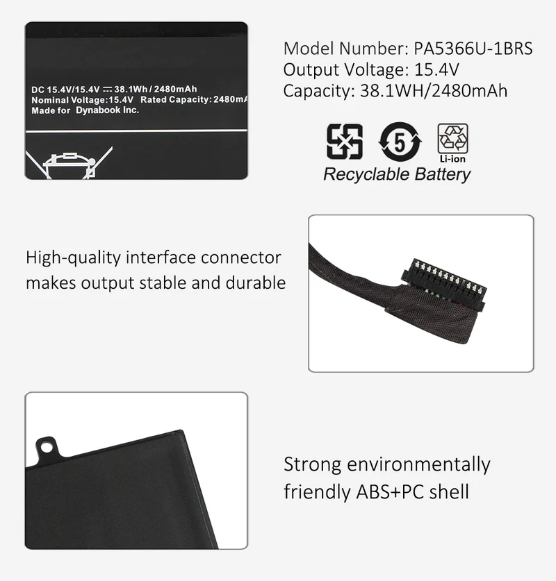 PA5366U-1BRS Laptop Battery For Toshiba Dynabook Satellite Pro L50-G 11P 13Q 138 15Q 17P Series 4ICP6/47/61 15.4V 38.1WH/2480mAh | KingSener