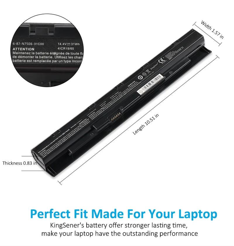 N750BAT-4 6-87-N750S-31C00 Laptop Battery For Clevo N750BU N751BU N750WU Notebook 6-87-N750S-4EB1 6-87-N750S-4EB2 6-87-N750S-3CF1 14.4V 31WH