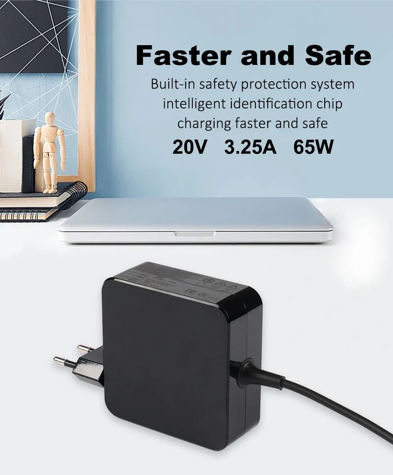 20V 3.25A Type C 65W Laptop Charger for HP, Lenovo, Dell, Acer, ASUS Supply Adapter Laptop Charger