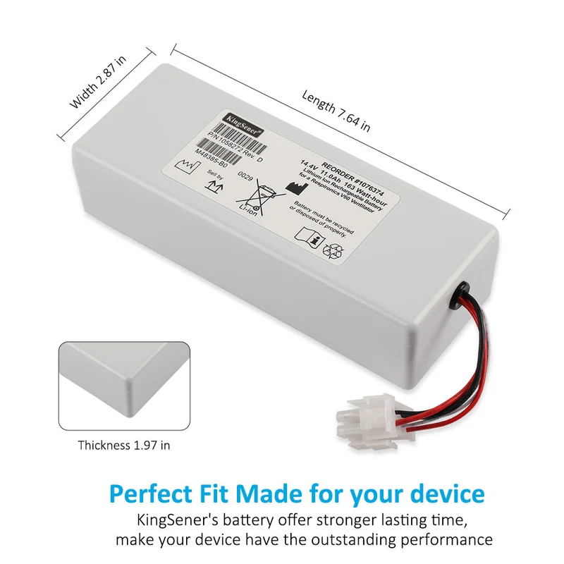 Rechargeable Battery 1076374 For Philips Respironics V60 V60S Ventilator