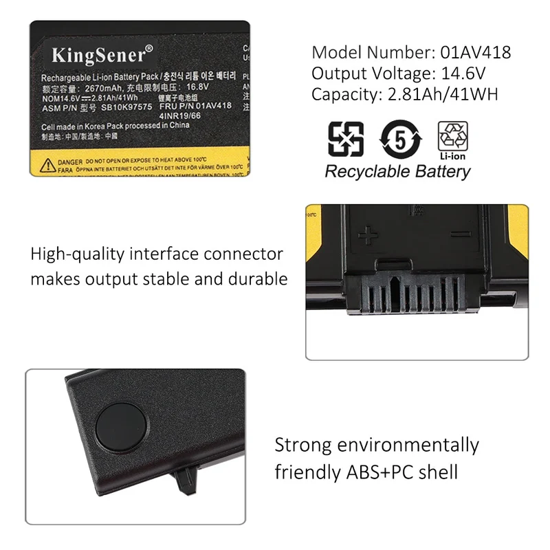 Laptop battery For Lenovo ThinkPad E570 E570C E575 SB10K97573 01AV416 14.6V