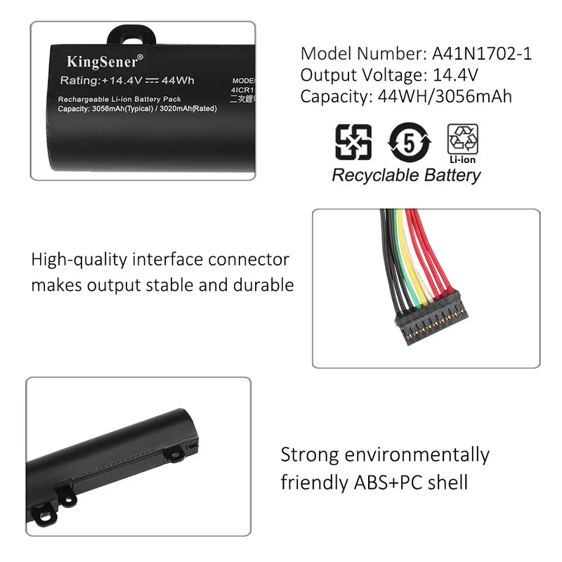 A41N1702-1 Laptop Battery For Asus P1440 P1440UA P1440UF P1440UF-1A P1440F P1440FA | KingSener