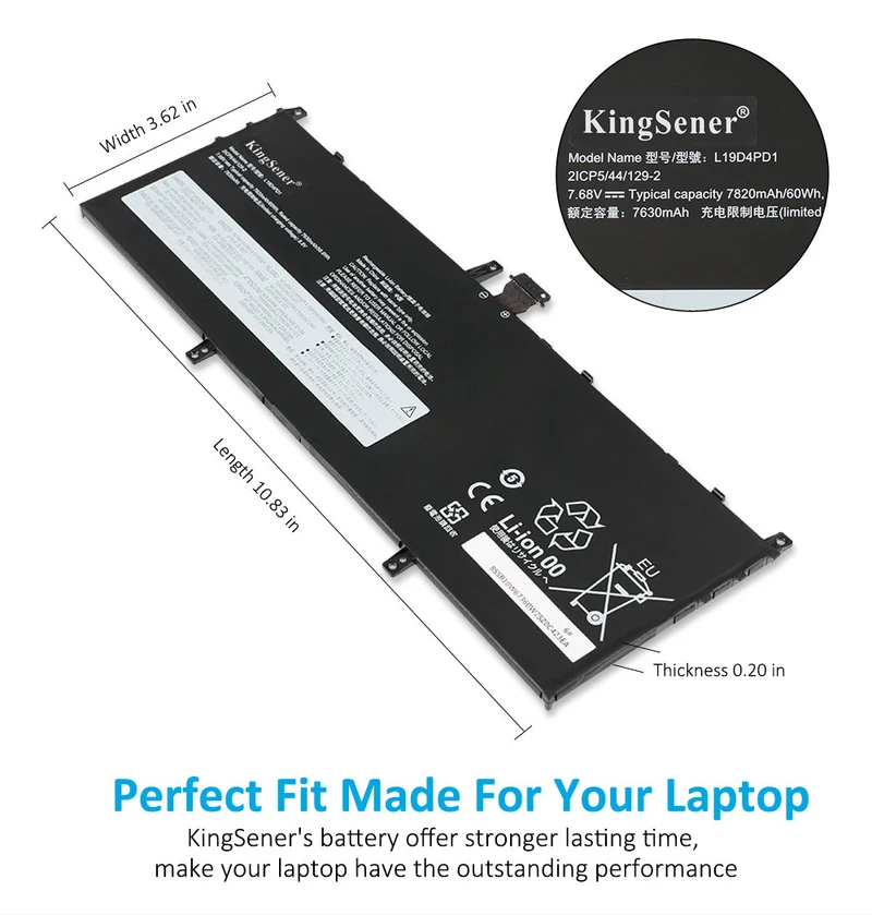 L19C4PD1 L19D4PD1 L19M4PD1 60WH Laptop Battery For Lenovo YOGA 6 13ARE05 13ALC6 C640-13IML LTE 5B10U65275 L19L4PD1 SB10W6739 | KingSener