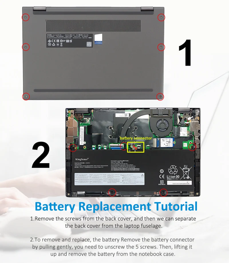 L19C4PD1 L19D4PD1 L19M4PD1 60WH Laptop Battery For Lenovo YOGA 6 13ARE05 13ALC6 C640-13IML LTE 5B10U65275 L19L4PD1 SB10W6739 | KingSener
