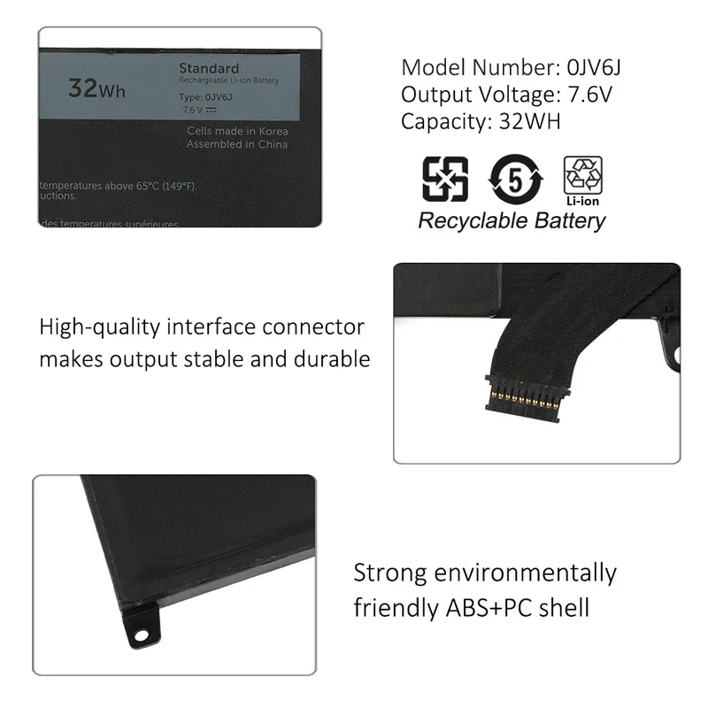 0JV6J Laptop battery For Inspiron 11-3162 11-3164 11-3168 11-3179 11-3162-D1208L 11-3162-D1208R Series 0HH6K9 | KingSener
