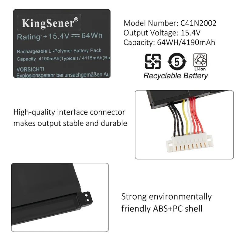 C41N2002 Laptop Battery For Asus ZenBook Pro 15 UX535 Series