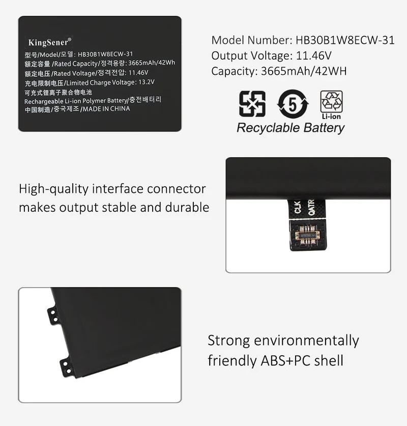 HB30B1W8ECW-31 Laptop Battery For MateBook X 2021 EUL-W19 EUL-W19P EUL-W29 EUL-W29P EULD-WFE9 EULD-WFH9 | KingSener