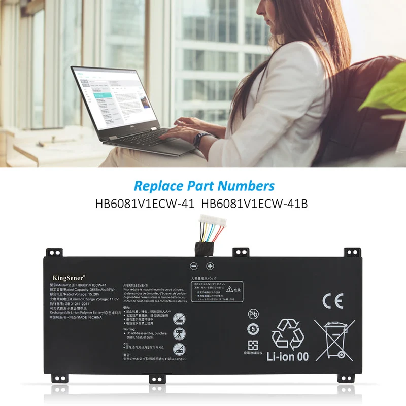 Rechargeable Li-ion Battery For Huawei MateBook D16 Series HLYL-WFP9 HLY-W19R HLY-W19RL 15.28V 3665mAh