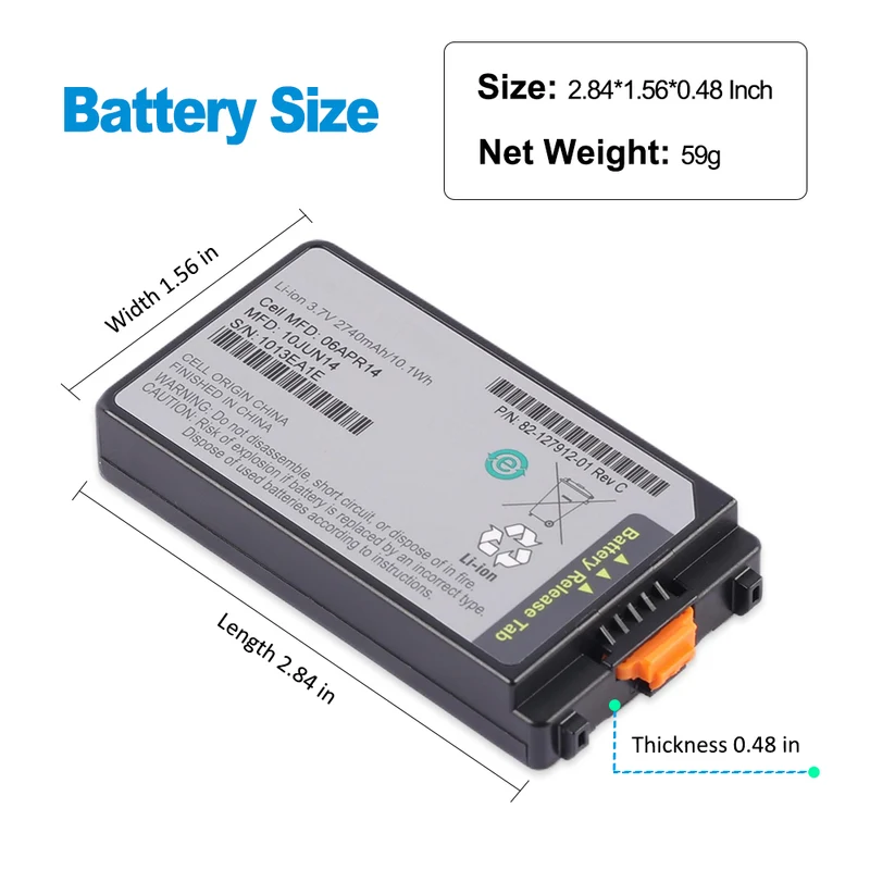Motorola Symbol MC3000 MC3100 MC3190 Battery 82-127912-01 2740mAh